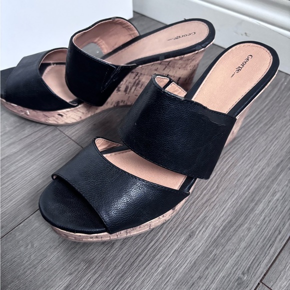 George Black Cork Wedge Sandals - Picture 5 of 10